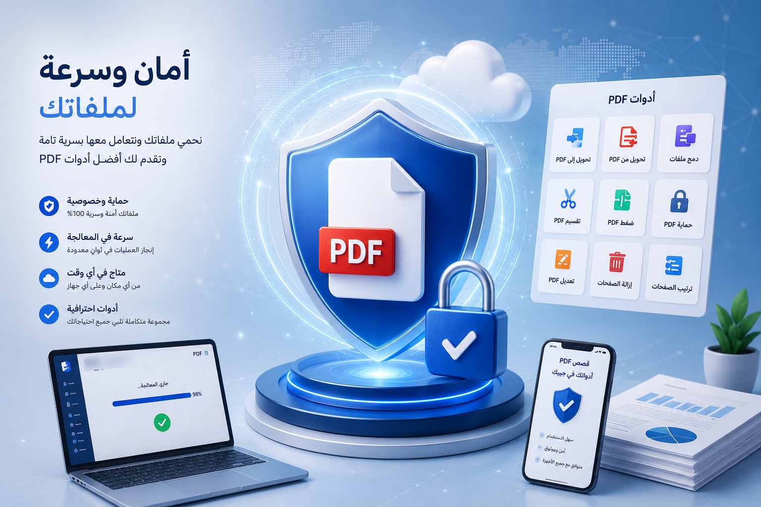 أمان وخصوصية ملفات PDF في منصة قصص PDF